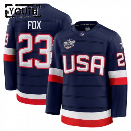 USA Dresy 4 Nations Face Off 2025 Fanatics Premium Adam Fox Navy - Dětské